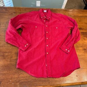 Carhartt Men's Casual Red Button-Down Shirt no size tag measures large